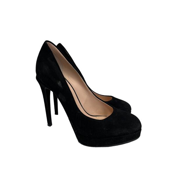 FENDI Black Suede 'Sophie Decollete' Logo Pumps Platform Heels Size 35.5 US 5.5 - Picture 5 of 9